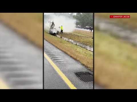 Small plane crashes on interstate highway in Massachusetts