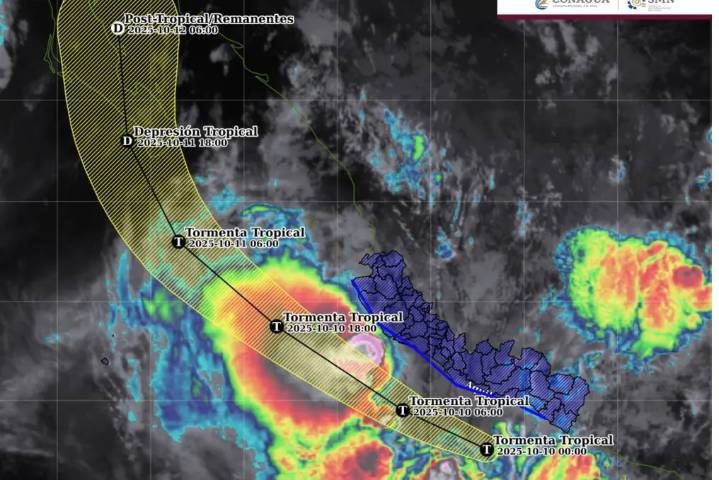 Tormenta Tropical Raymond se desplaza por las costas del Pacífico