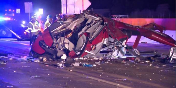 Medical helicopter crashes onto California highway, critically injuring 3