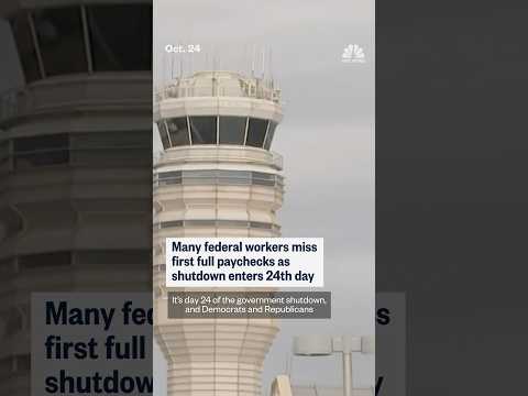 May federal workers miss first full paychecks as shutdown enters 24th day
