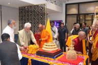LG Manoj Sinha arrives at New Delhi with holy Relics of Lord Buddha
