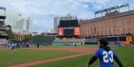 Los Angeles Rams practicing at Oriole Park at Camden Yards