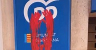 Grupos independentistas atacan la sede del PP de la Comunidad Valenciana