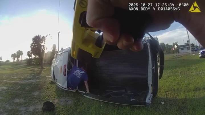 Bodycam shows reckless driving suspect getting out of overturned U-Haul truck in Florida – NBC 6 South Florida