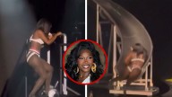 Doechii Flashes Lingerie-Clad Booty in Fall Down Slide While Performing in NYC