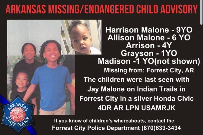 Five AR children missing, police investigating