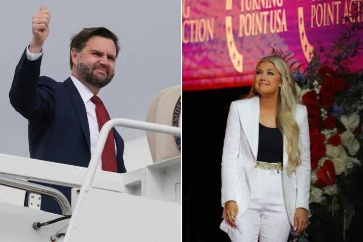 JD Vance holding Q&A alongside Erika Kirk at Ole Miss Turning Point USA event