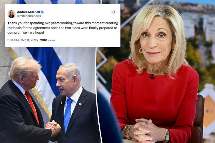 NBC's Andrea Mitchell roasted for crediting Biden for Gaza peace deal