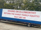 Ellsworth councilor cited for his large banner criticizing the city
