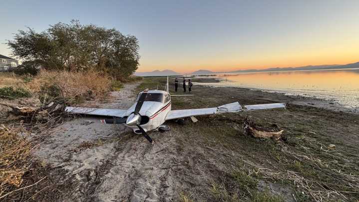 Plane makes emergency landing on Utah Lake shoreline, no injuries reported