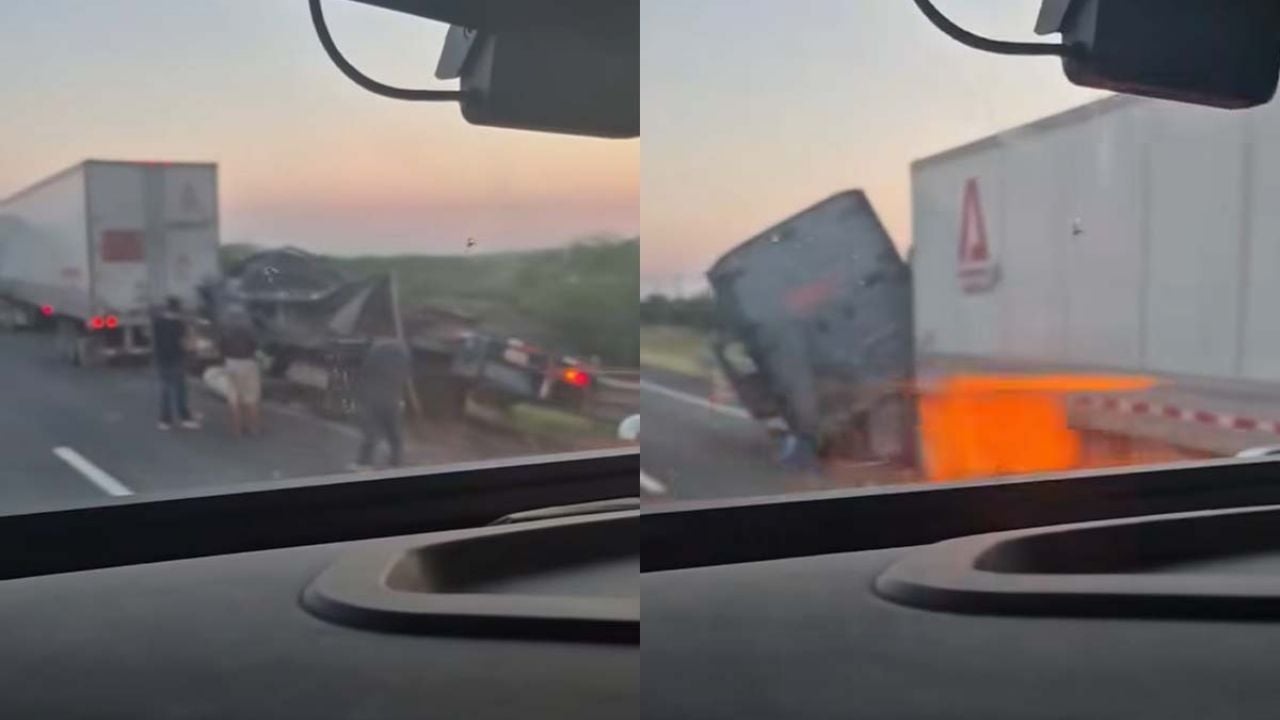 Autopista Nuevo Laredo-Monterrey: camioneta se despedaza con tráiler; reportan víctimas mortales