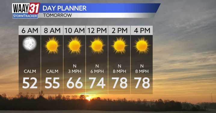 Near-perfect day tomorrow