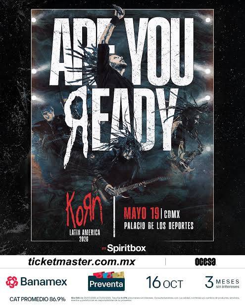 Anuncian concierto de Korn en CDMX en 2026