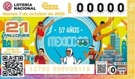 Billete de Lotería Nacional conmemora el 57 Aniversario de los Juegos Olímpicos de 1968