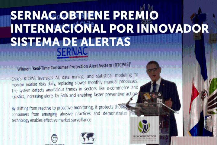 SERNAC OBTIENE PREMIO INTERNACIONAL POR SISTEMA INNOVADOR DE ALERTAS DE PROTECCIÓN AL CONSUMIDOR EN TIEMPO REAL