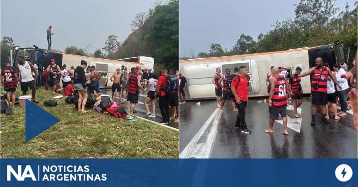 Volcó un micro con hinchas de Flamengo que viajaban a Buenos Aires para ver el partido contra Racing