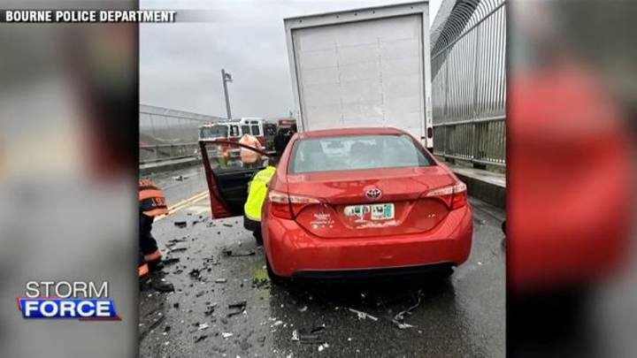 Crash closes Bourne Bridge as rainy weather makes driving dangerous