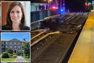Ex-Adelphi University president charged with drunken driving after wild crash ends with car landing onto LIRR tracks: cops
