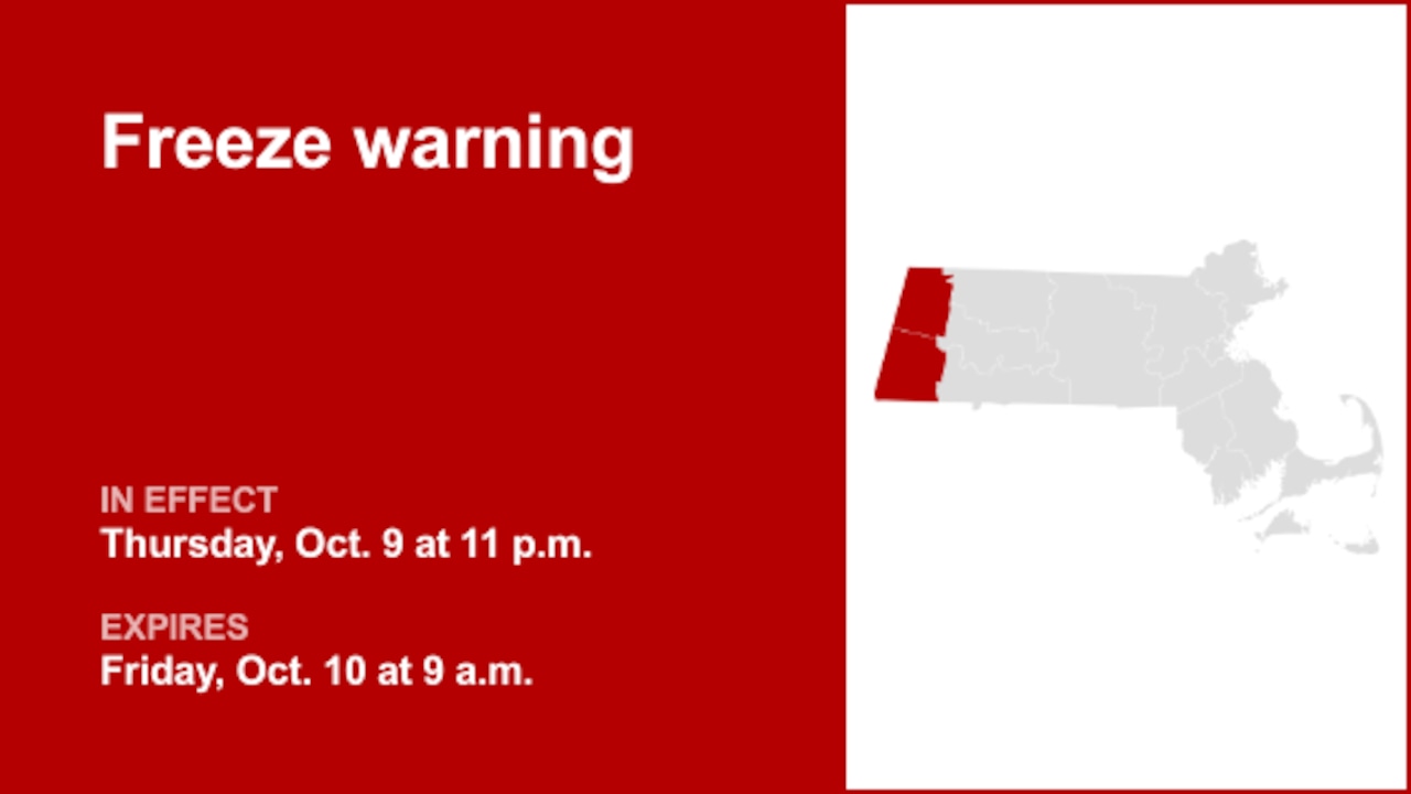 Berkshire County under a freeze warning until Friday morning