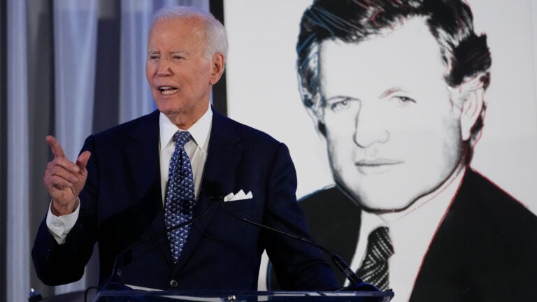 At event in Boston, Biden urges Americans to 'get back up'