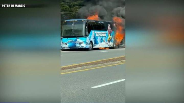 Dozens of UMass Lowell marching band members flee bus before it goes up in flames