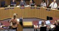Woman undresses at a California school board meeting to protest transgender bathroom policies
