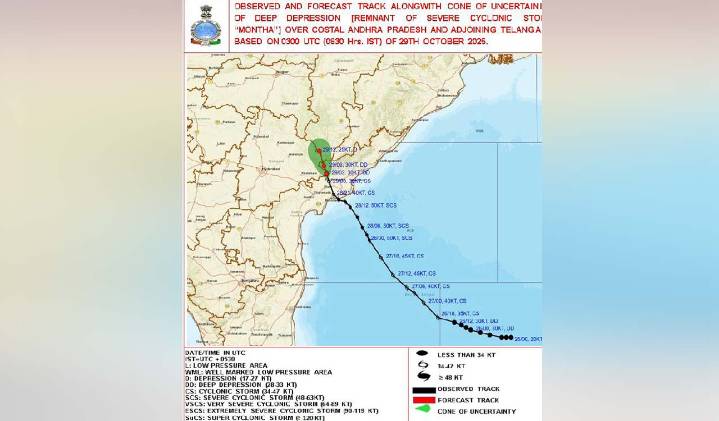 Cyclone Montha heads toward North Telangana; Heavy rains and gusty winds forecast