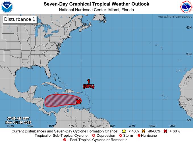 El CNH pronostica un 80 % de formación de onda tropical en el Atlántico