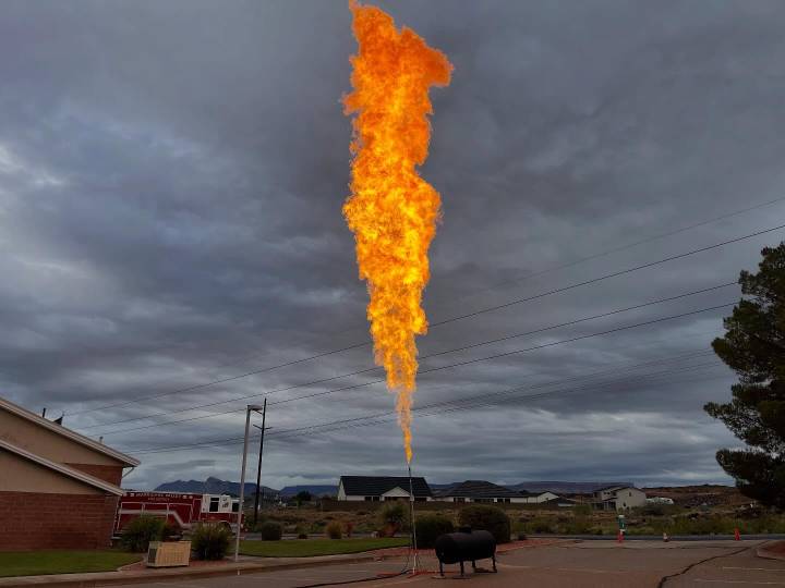 Fire crews participate in propane flaring to help reduce disastrous scenarios