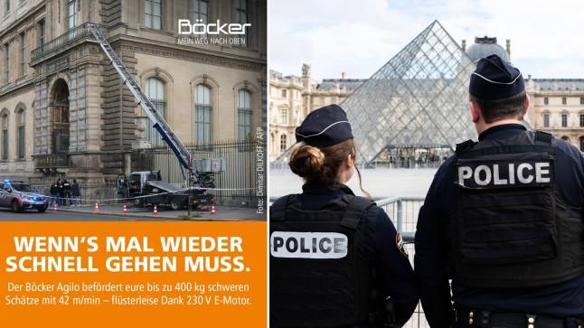 Cheeky crane advert boasts of speed and quietness after it was used in Louvre heist