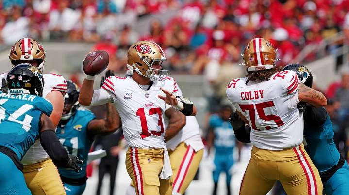 49ers’ Brock Purdy, Ricky Pearsall ruled out vs. Buccaneers