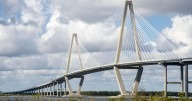 Traffic on Arthur Ravenel Bridge from Charleston to Mount P.