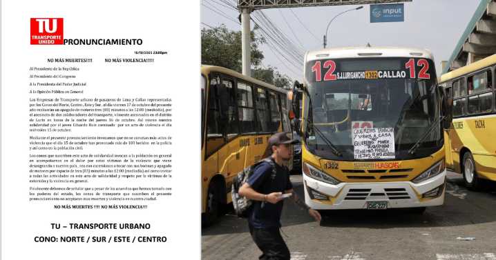 Gremios de transporte CONFIRMAN apagado de motores para HOY, viernes 17 de octubre: estas son las líneas que participarán