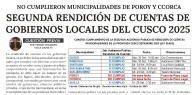 SEGUNDA RENDICIÓN DE CUENTAS DE GOBIERNOS LOCALES DEL CUSCO 2025.