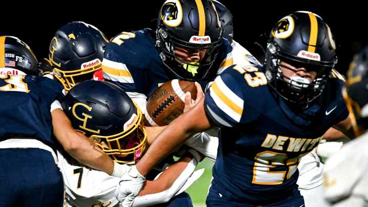 Watch DeWitt’s Traverse Moore rush for a TD vs. Grand Ledge