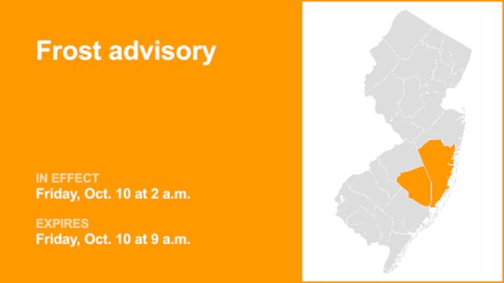 Update: Frost advisory affecting Ocean and Burlington counties Friday