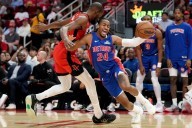 Short-handed Pistons get boost from bench to best Rockets in first win