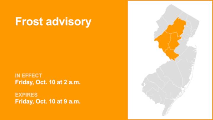 Frost advisory active for 4 N.J. counties Friday