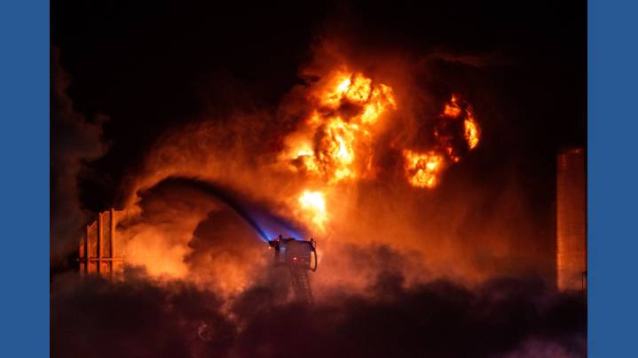 Flames visible for miles after a fire erupts at a Chevron refinery outside Los Angeles