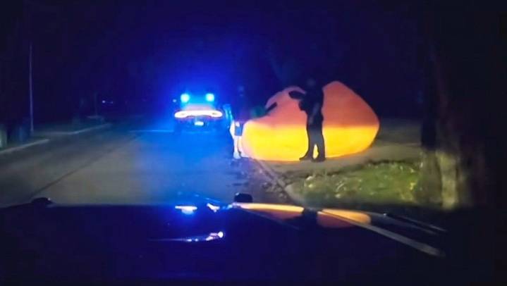 Runaway inflatable pumpkin spooks police as they attempt to catch it and return it home