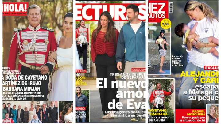 Estas son las portadas de las revistas del corazón: La boda de Cayetano Martínez de Irujo y Bárbara Mirjan y el nuevo amor de Eva González