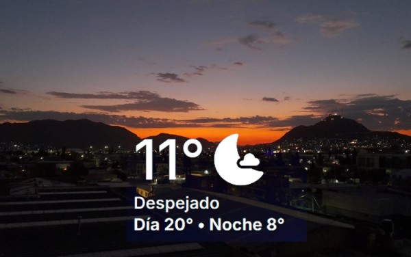 Máxima de 20 grados para este miércoles