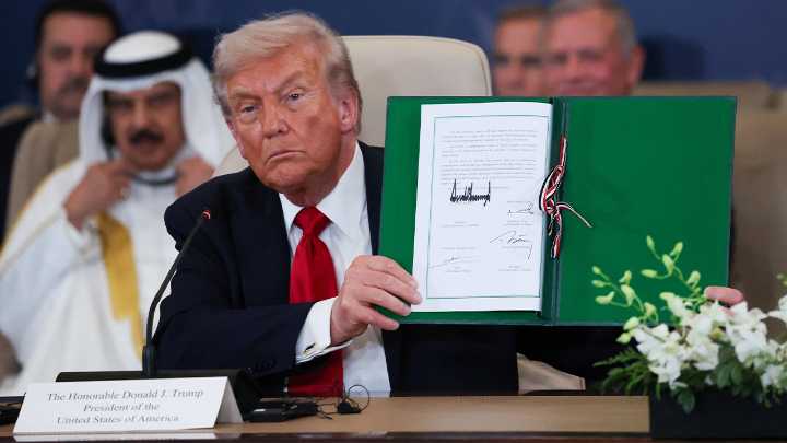 Trump celebrates historic Middle East peace agreement ending Gaza war