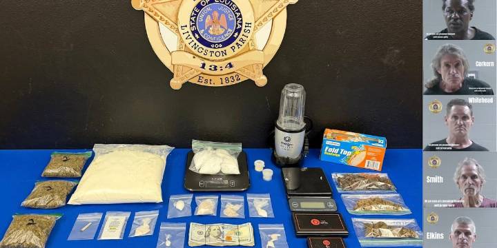 5 men arrested during Livingston Parish drug bust; fentanyl, meth seized