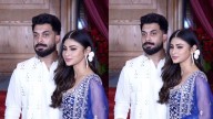 Mouni Roy Looks Stunning In Royal Blue Lehenga With Husband Suraj At Diwali Celebration