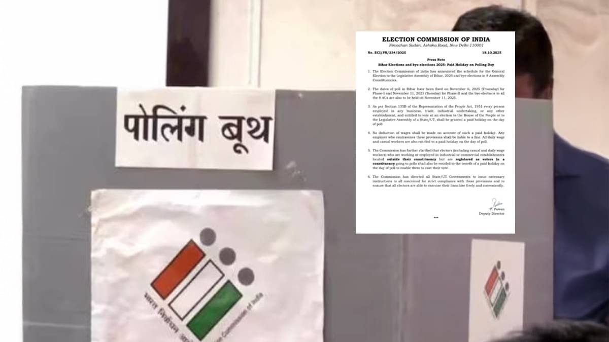 ECI Declares Polling Day A Paid Holiday For Employees In Bihar Election News
