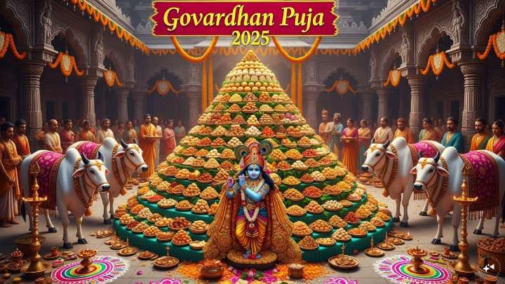 Govardhan Puja 2025 Vrat Katha: Krishna Lifting Govardhan Hill And Annakut Ritual