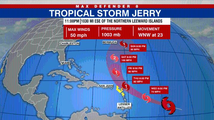 Tropical Storm Jerry forms in the Atlantic
