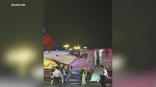 Delta regional jets collide at low speeds taxing at LaGuardia Airport