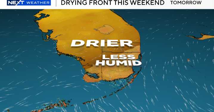 First fall front to bring drier and cooler air to South Florida, reducing rain chances for next week